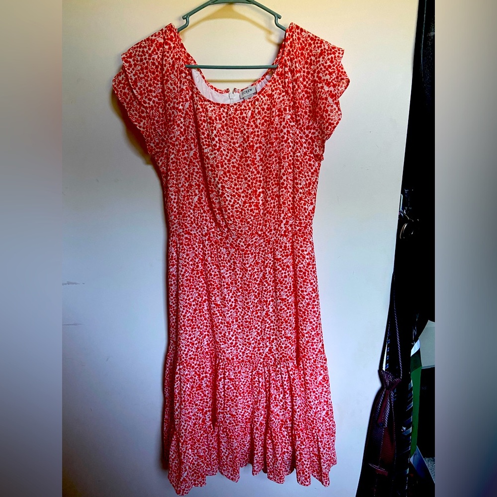 J Crew Size 6 below knee, flutter sleeve, lined dress